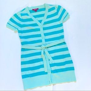 Girls Button Down Short Sleeve Cardigan w/belt tie